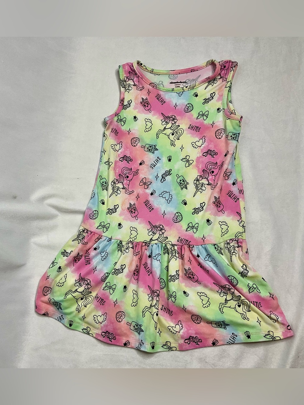 Nickelodeon JoJo Siwa Dress Girls Sleeveless Tie Dye Rainbow Unicorn Size 6/6x